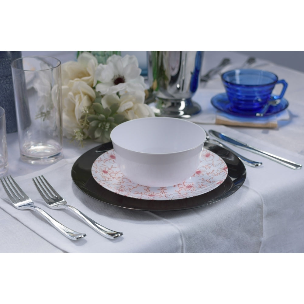 Case of 12 - 8" Flora Design Plastic Plates (10)