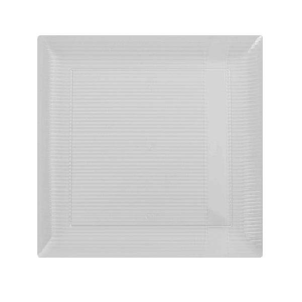 Case of 12 - Clear 7.5" Zen Ridged Square Plastic Plates - 10 ct.