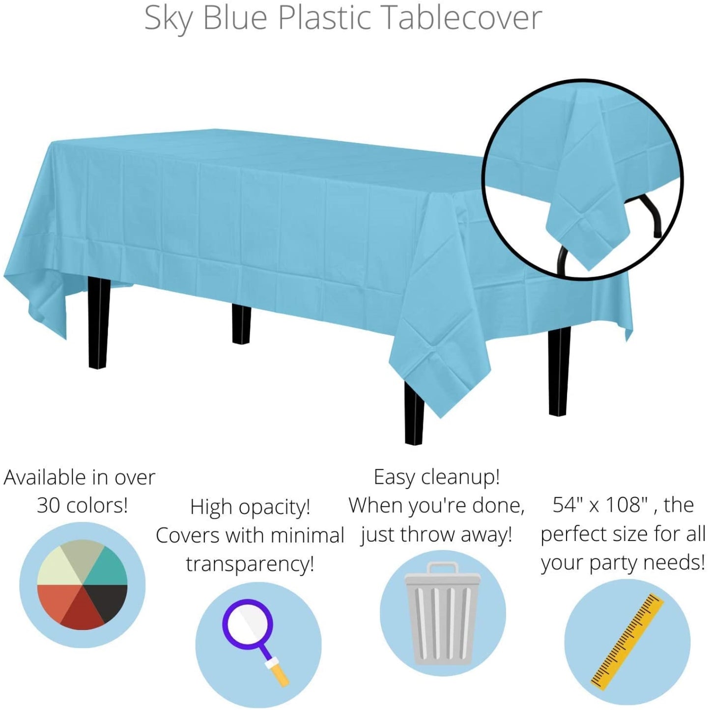 Premium Sky Blue Table Cover