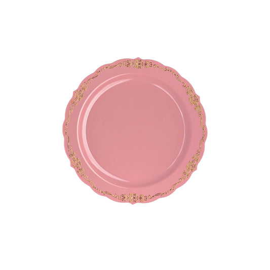 9 In. Coral/Gold Victorian Design Plates - 20 Ct.