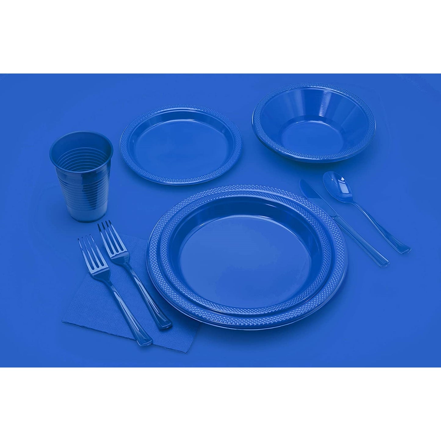 10 In. Dark Blue Plastic Plates - 50 Ct.