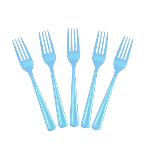 Case of 24 - Plastic Forks 50 ct. - Light Blue