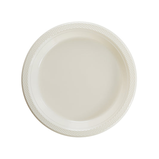 7 In. Ivory Plastic Plates - 50 Ct.