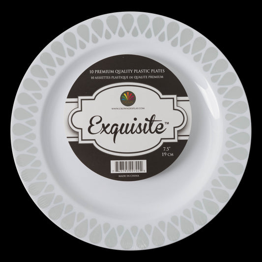 Case of 12 - 9" Silver Droplet Premium Plates - 10 ct.