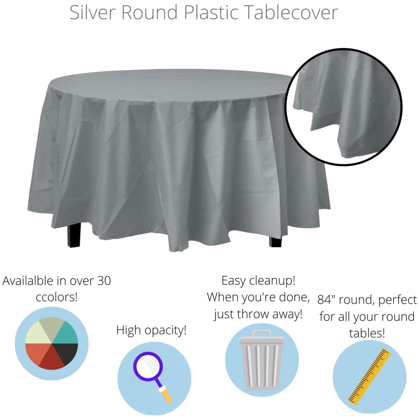 Premium Round Silver Table Cover
