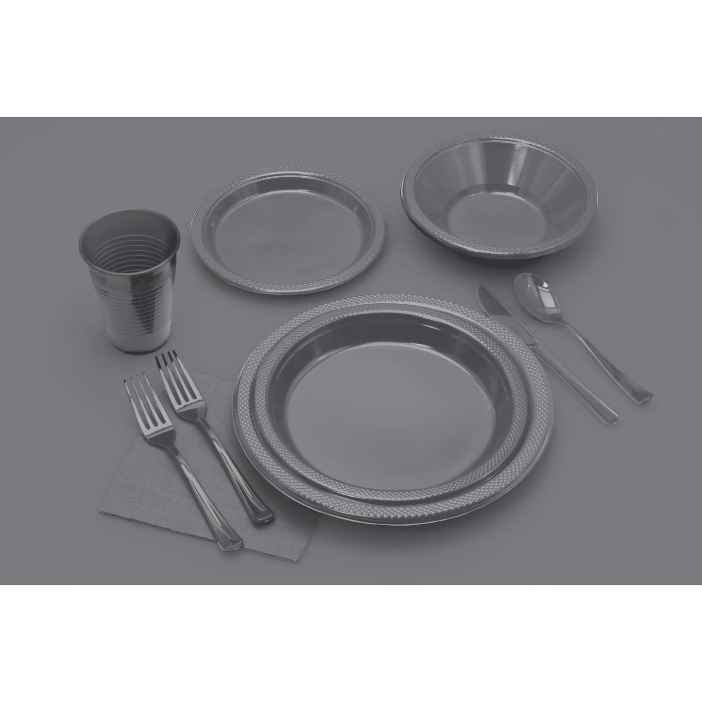 9 In. Silver Plastic Plates - 50 Ct.