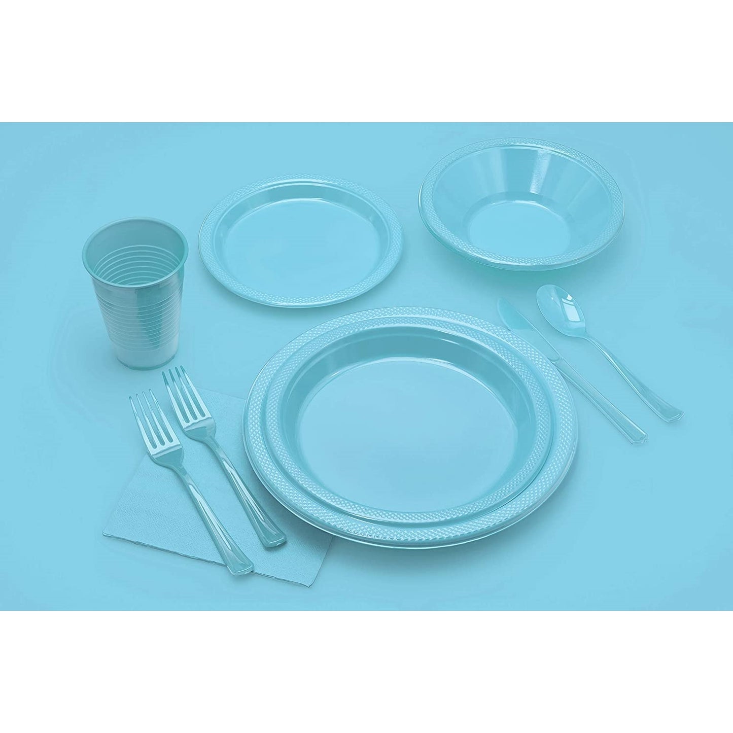 10 In. Light Blue Plastic Plates - 50 ct.