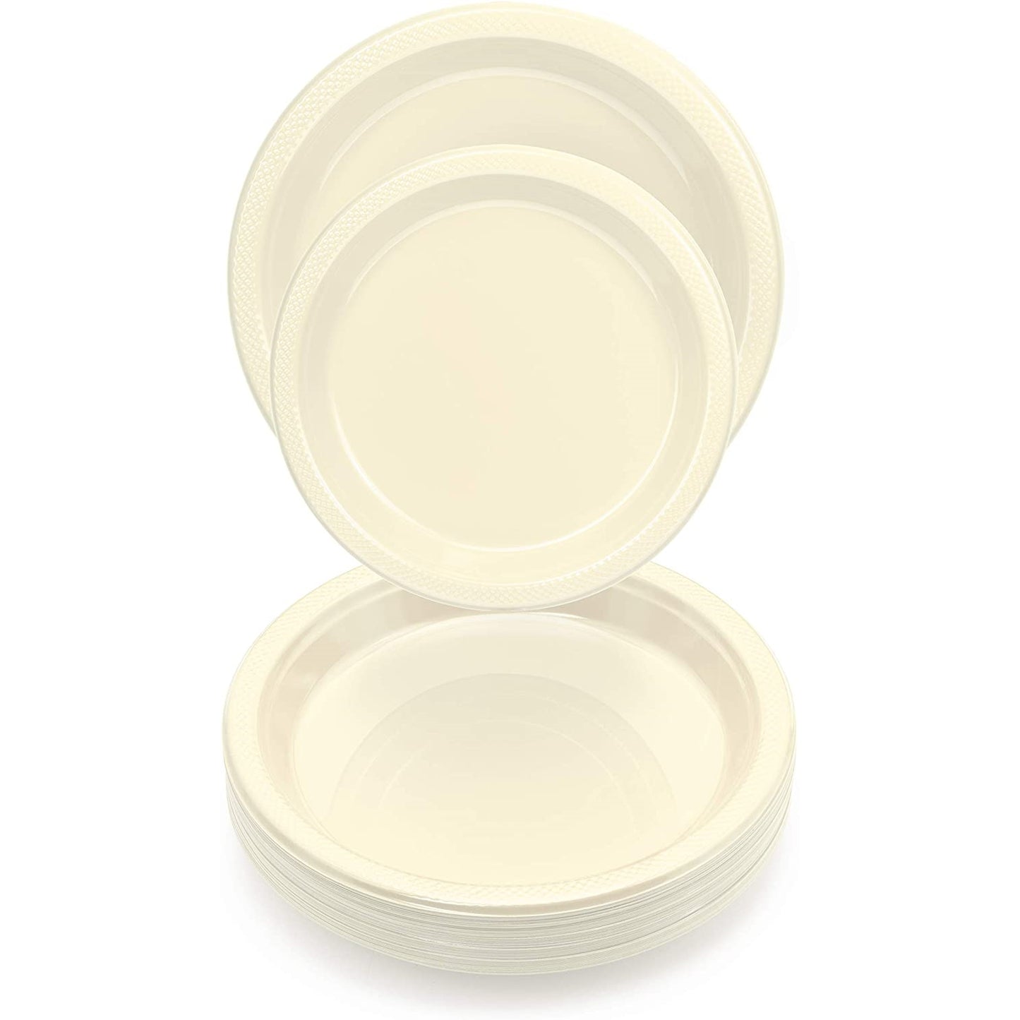 10 In. Ivory Plastic Plates - 50 Ct.