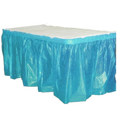 Turquoise Plastic Table Skirt