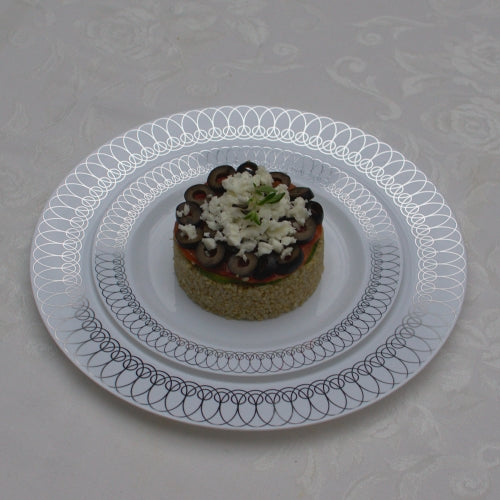 Case of 12 - 10.25" Silver Ovals Premium Plates - 10 ct.