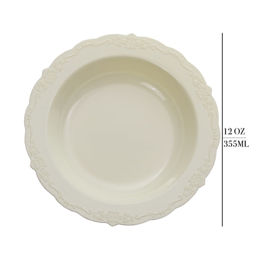Case of 6 - 12 oz. Ivory Victorian Design Bowls - 20 ct.