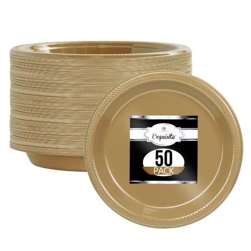 7 In. Gold Plastic Plates - 50 Ct.
