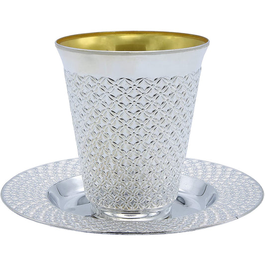 Case of 24 - Silver Kiddush Cup & Plate Set - 5 ct.