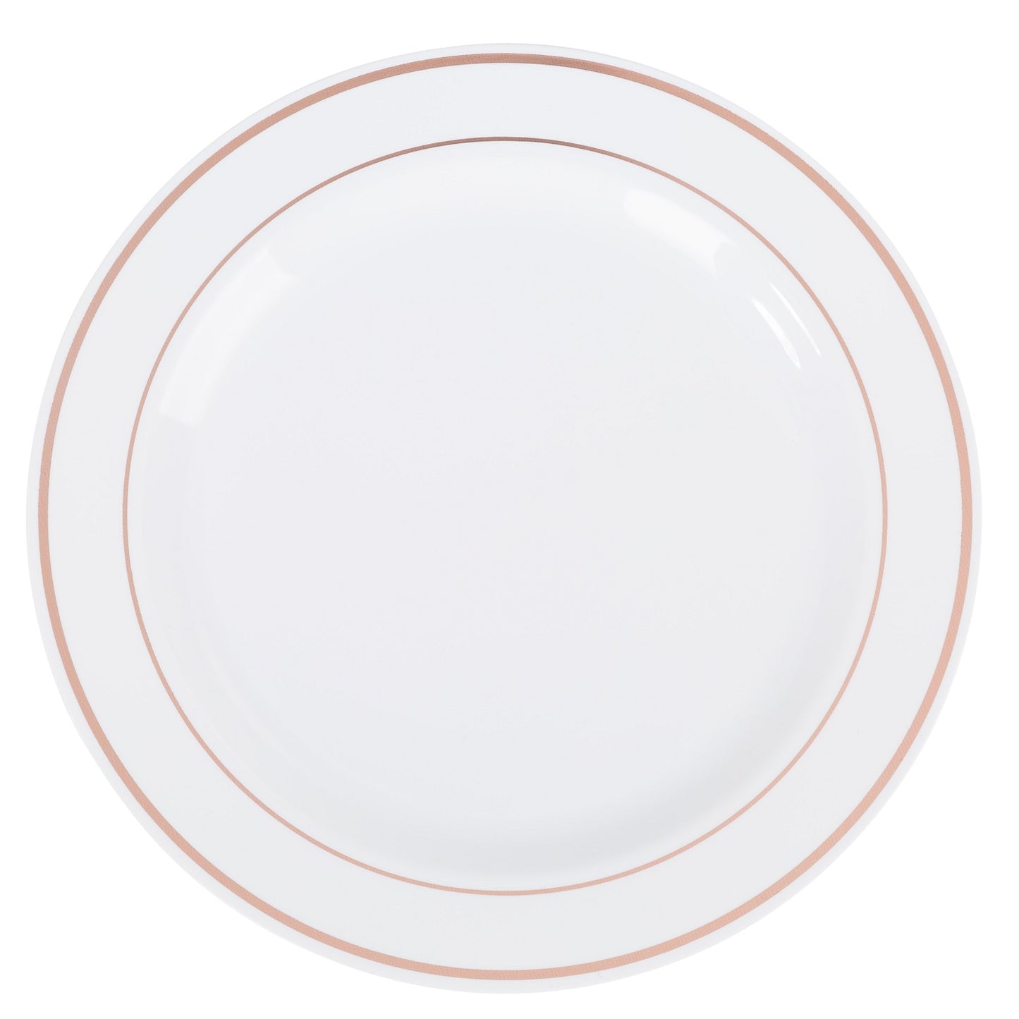 Case of 12 - 7.5" White & Rose Gold Line Premium Plates - 10 ct.