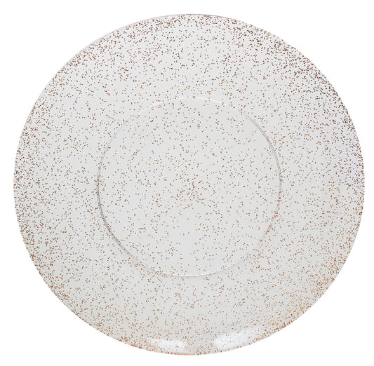 Case of 12 - 10" Rose Gold Sparkle Design Plastic Plates (10)