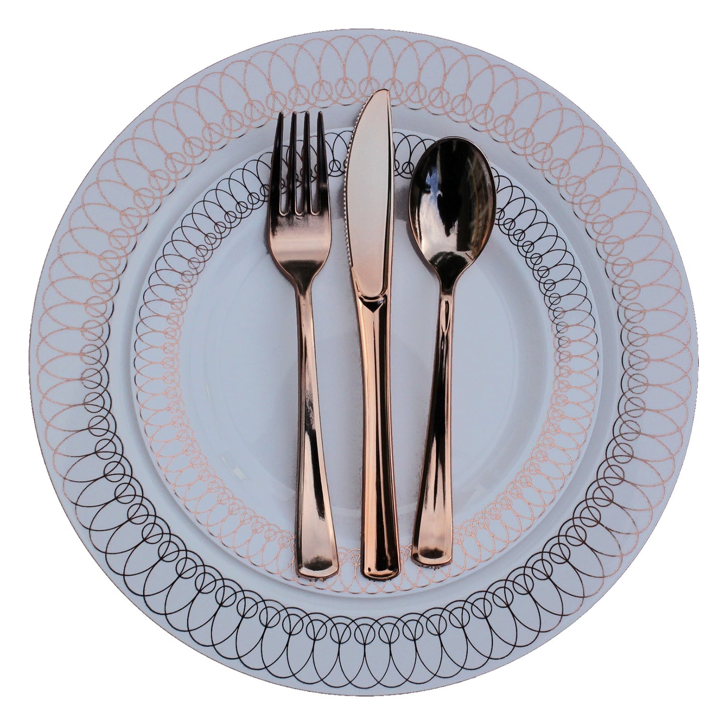 7.5 In. Rose Gold Ovals Design Plates - 10 Ct.