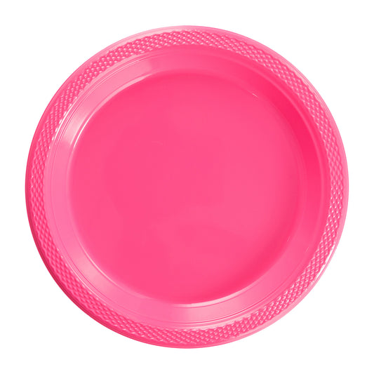 9 In. Cerise Plastic Plates - 50 Ct.