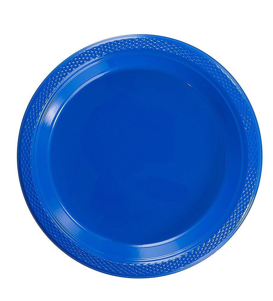 Case of 12 - 7" Plastic Plates 50 ct. - Dark Blue