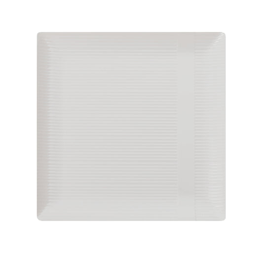 Case of 12 - Ivory 6.5" Zen Ridged Square Plastic Plates - 10 ct.