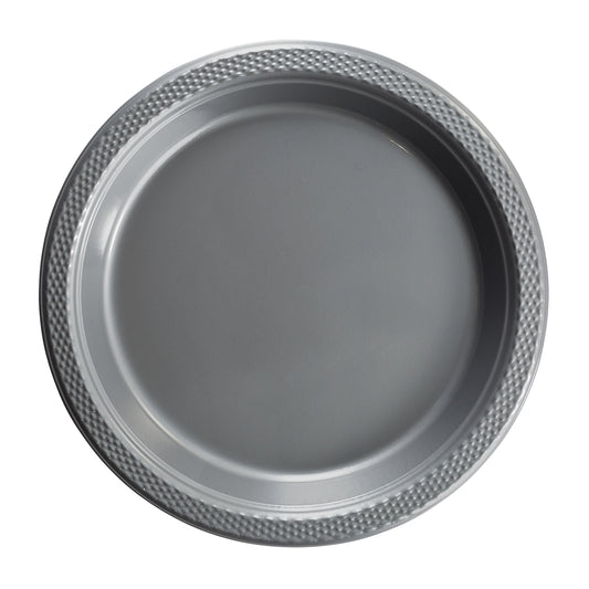 9 In. Silver Plastic Plates - 50 Ct.