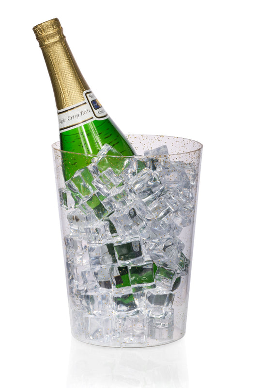 Case of 48 - Clear Ice Bucket with Gold Glitter