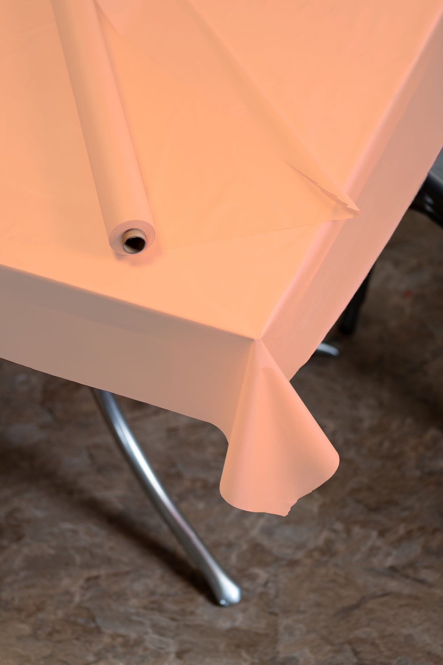 Exquisite Premium Quality Plastic Table Cover Banquet Roll, 40 in X 100 ft - Peach