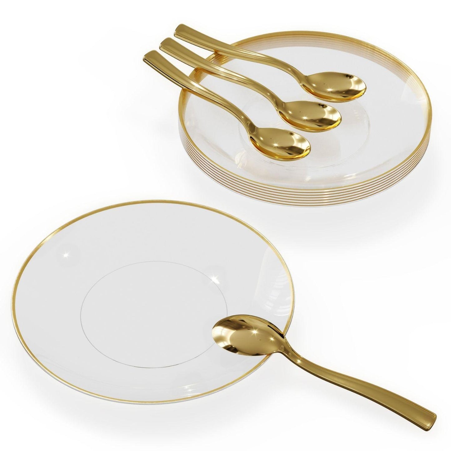 6" Trend Clear/Gold Plastic Plates - 10 Ct.