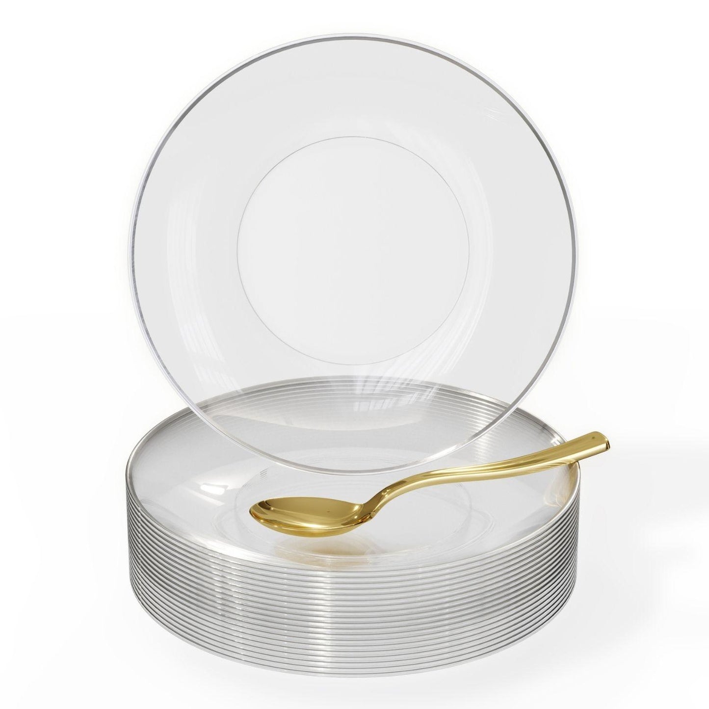 6" Trend Clear/Silver Plastic Plates - 10 Ct.