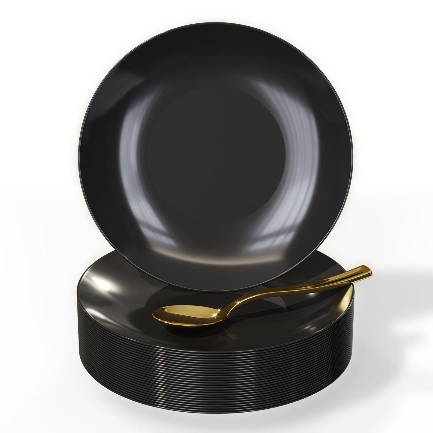 6" Trend Black Plastic Plates - 10 Ct.