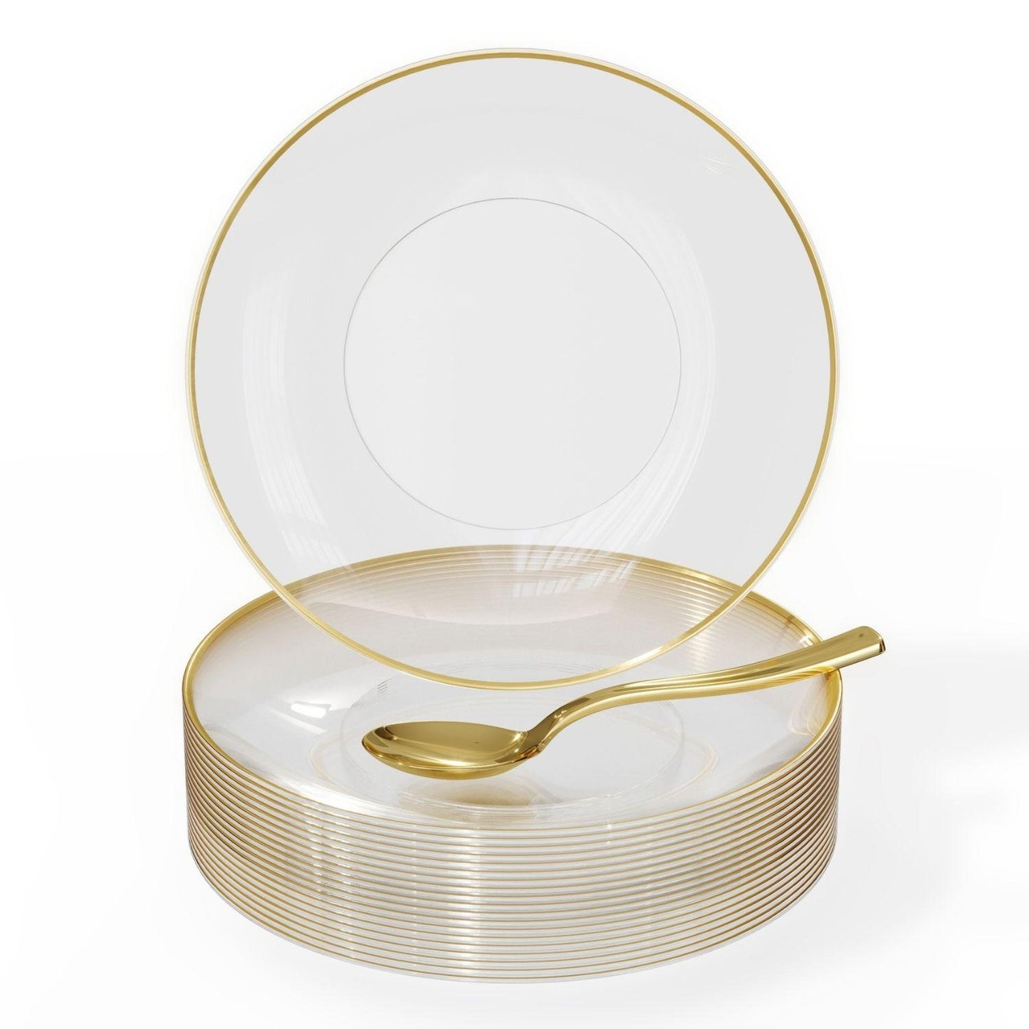 6" Trend Clear/Gold Plastic Plates - 10 Ct.