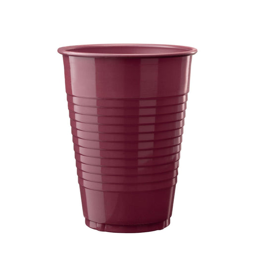 12 oz Burgundy Plastic Cups - 50 Ct.