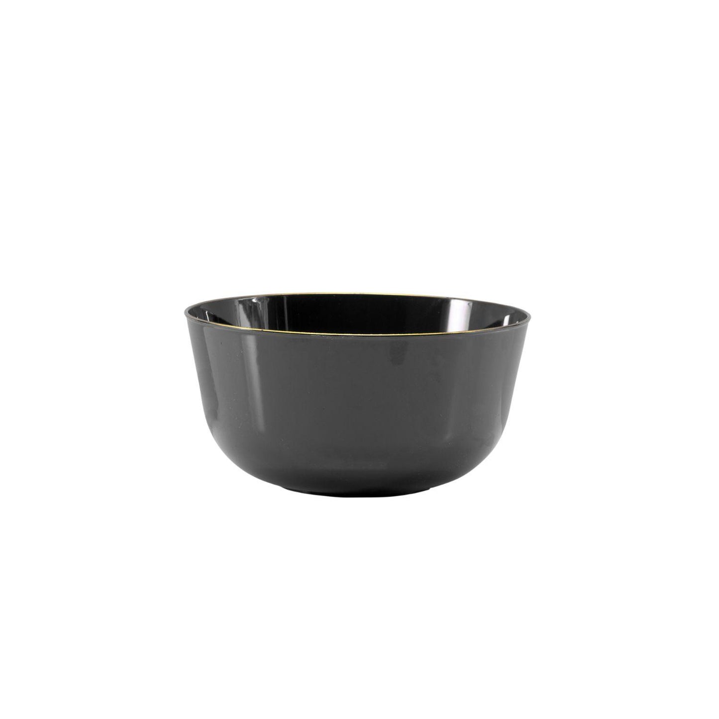 Classic Black Design Plastic Bowls - Gold Rim 10 Ct.