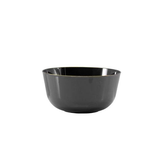 Classic Black Design Plastic Bowls - Gold Rim 10 Ct.