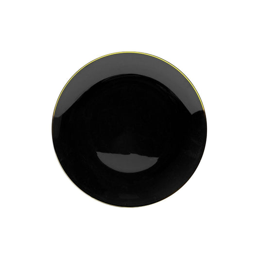 8" Classic Black Design Plates - Gold Rim 10 Ct.