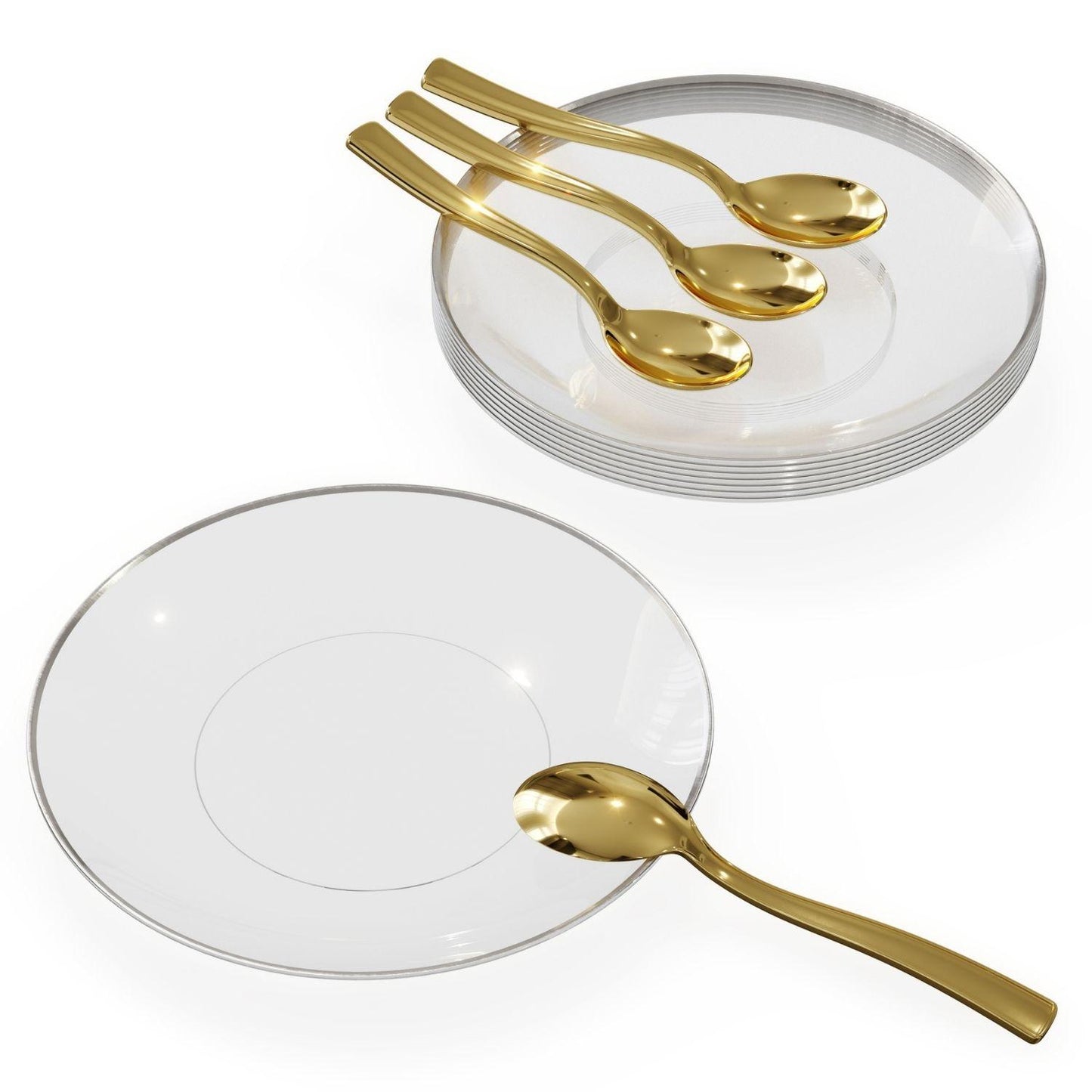 6" Trend Clear/Silver Plastic Plates - 10 Ct.