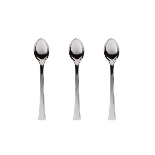 Exquisite Classic Silver Plastic Tasting Spoons - 48 Ct.