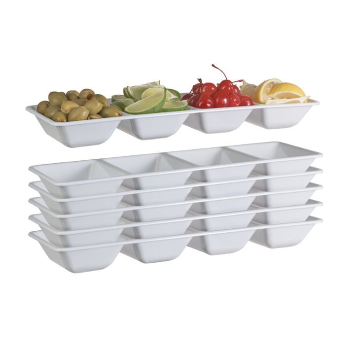 White 4 Compartment Tray 5.9 x 15.9