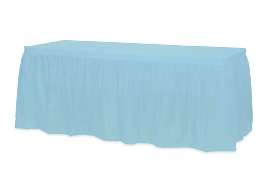 Case of 48 - 14' x 29" Table Skirt - Light Blue