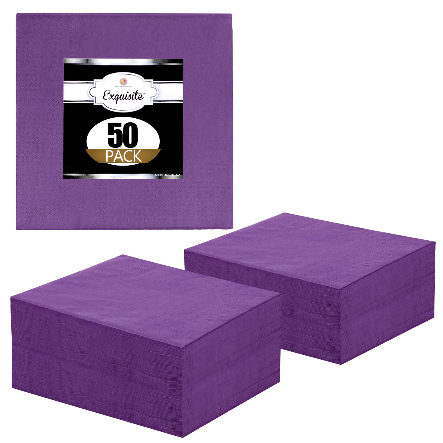 Case of 72 - 50 ct. 2-ply Beverage Napkin - Purple