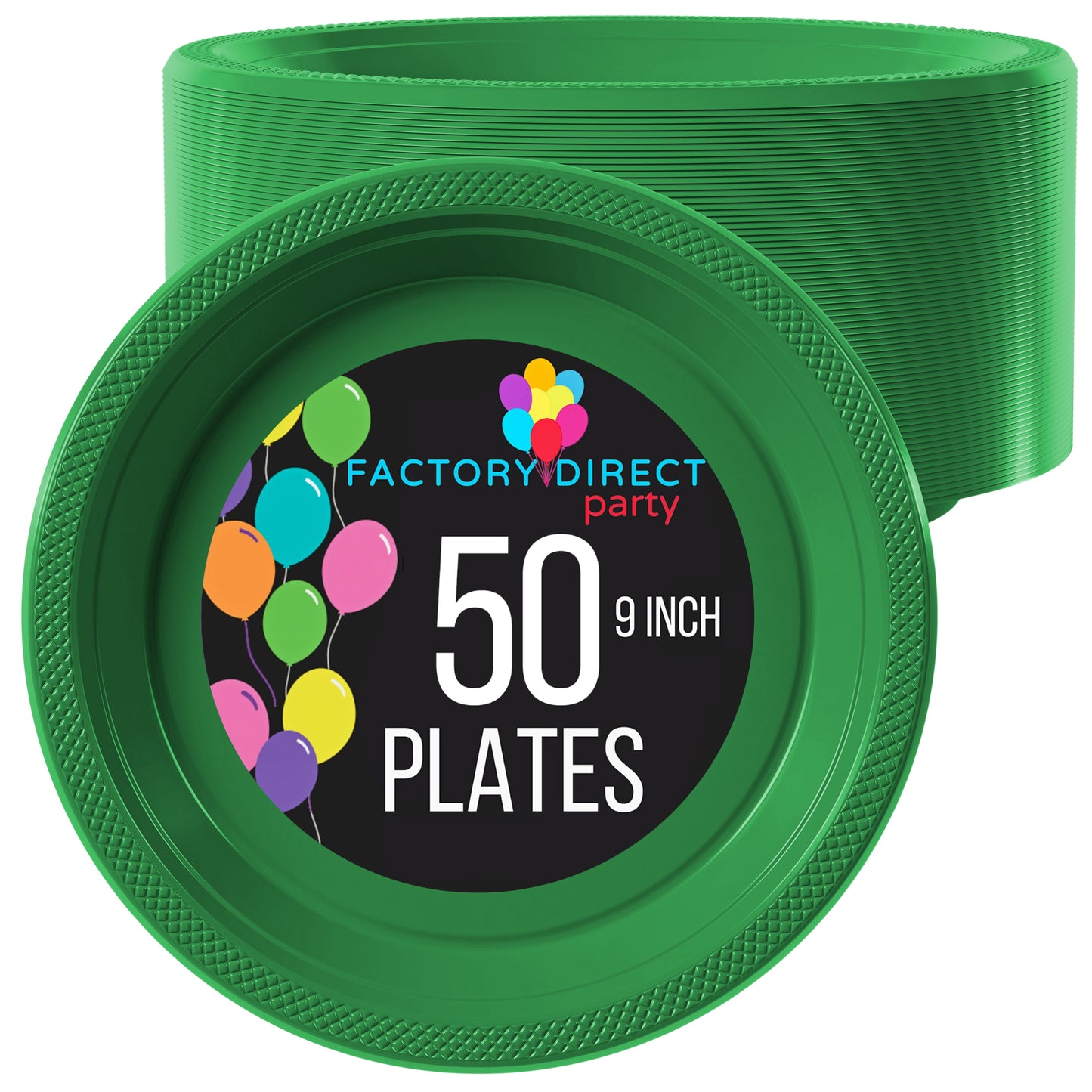 9 In. Emerald Green Plastic Plates - 50 Ct.