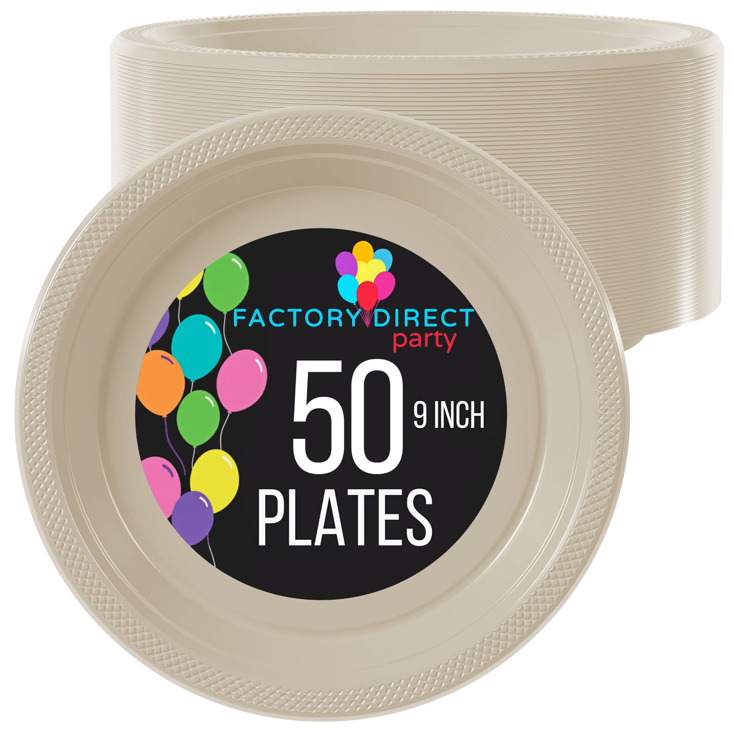 9 In. Ivory Plastic Plates - 50 Ct.