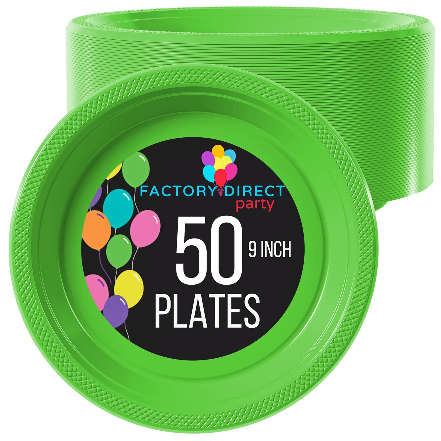 9 In. Lime Green Plastic Plates - 50 Ct.