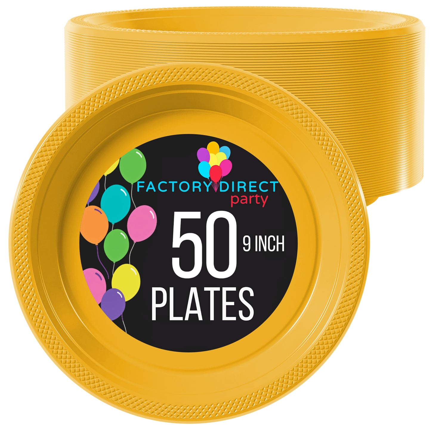 9 In. Yellow Plastic Plates - 50 Ct.