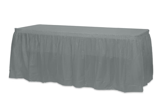 Case of 48 - 14' x 29" Table Skirt - Silver