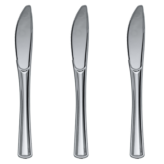 Case of 24 - Exquisite Classic Silver Plastic Knives - 20 ct.