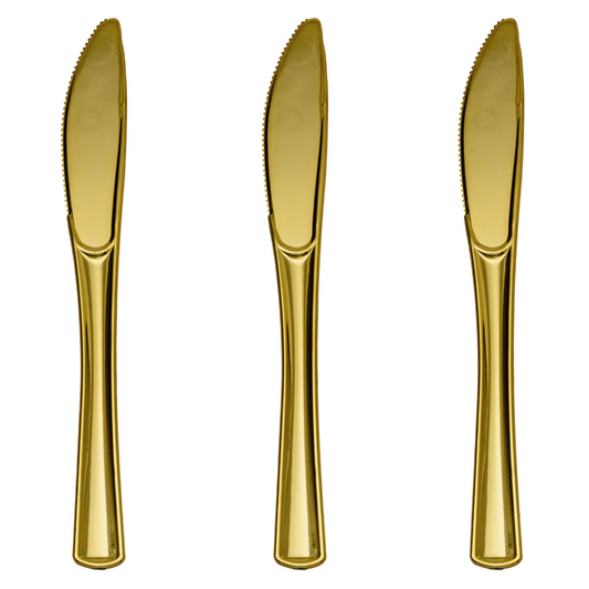 Case of 24 - Exquisite Classic Gold Plastic Knives - 20 ct.