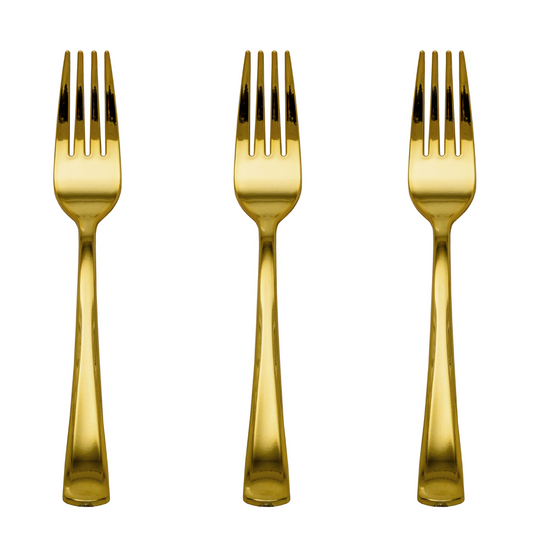 Case of 24 - Exquisite Classic Gold Plastic Forks - 20 ct.