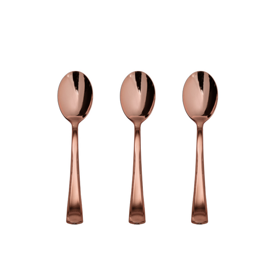 Case of 24 - Exquisite Classic Rose Gold Plastic Tea Spoons - 20 ct.