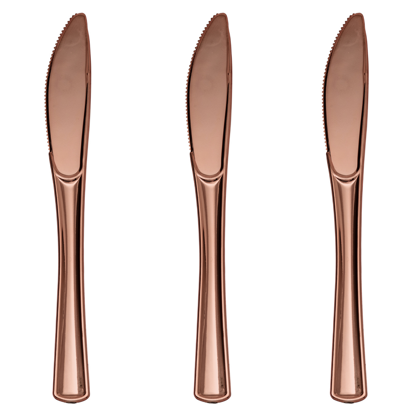 Case of 24 - Exquisite Classic Rose Gold Plastic Knives - 20 ct.