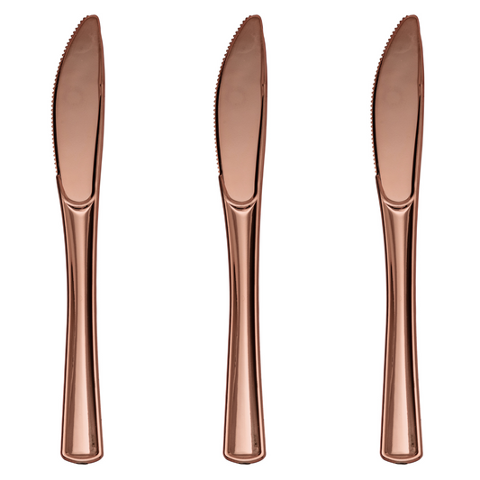 Case of 24 - Exquisite Classic Rose Gold Plastic Knives - 20 ct.